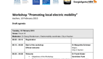 How to promote electric mobility at local level? Aachen Workshop and the study tour agenda.