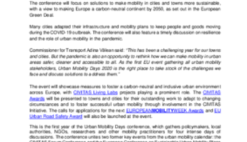 Urban Mobility Days 2020 Press Release